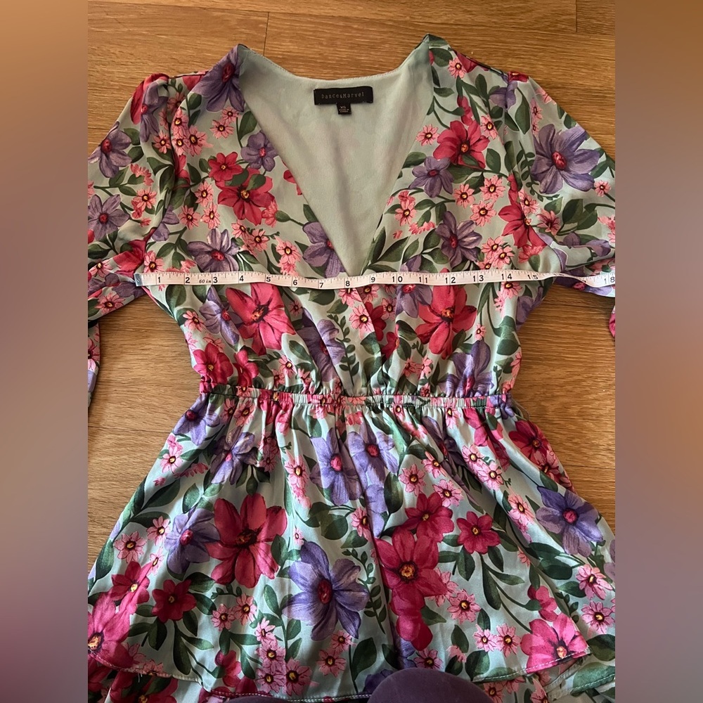 Dance & Marvel Floral Long Sleeve Dress - Pink and Purple - Picture 7 of 9